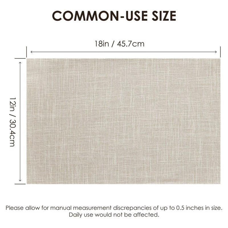 Aironment Placemats Set of 6, Bilayer Thickened Linen Place Mats Heat Resistant Machine Washable Wrinkle Free Carefully Selected Polyester Mats for Kitchen/Dining/Coffee Table (Cream Beige)