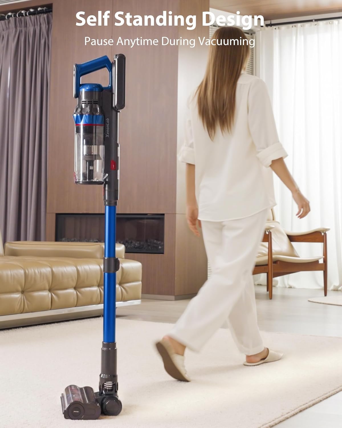 Skiennix Cordless Vacuum Cleaner - 75 Minutes Runtime, 55KPa Suction Power | Lightweight & Rechargeable for Home Use
