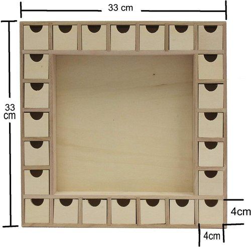 Creative Hobbies 13-Inch Christmas Advent Calendar Shadow Box - Pre-Assembled with Removable Drawers | Unfinished Wood for DIY Gifts & Crafts