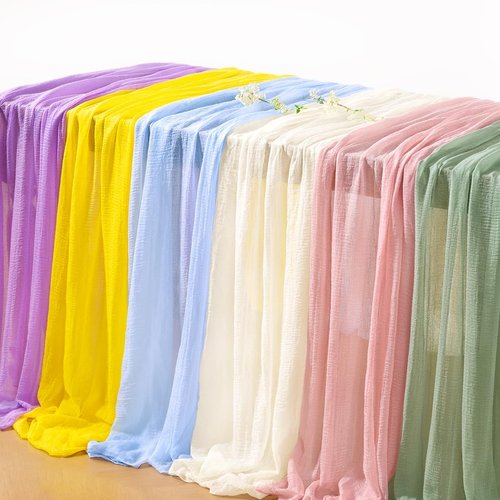 DeZerlor Blush Pink Cheesecloth Table Runner - 120 Inch Boho Gauze for Weddings & Events | 4 Pack