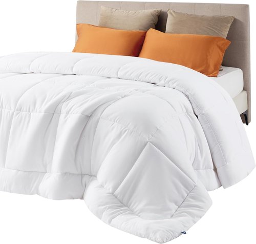 Bedsure Comforter Duvet Insert - All-Season Queen Plus Size Quilted Down Alternative Blanket | GentleSoft, White, 90 x 90 Inches