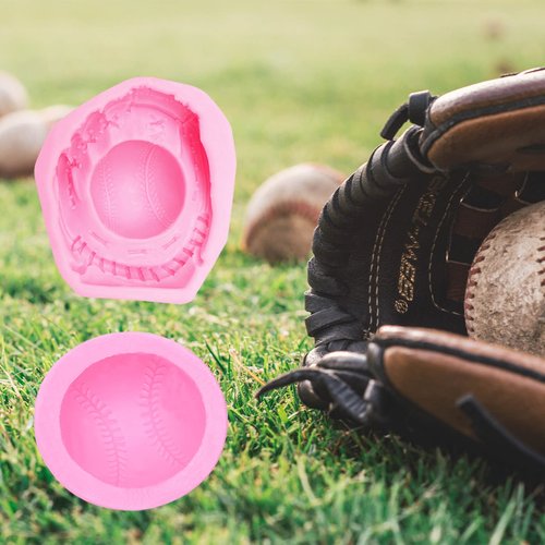 Baseball Chocolate Silicone Molds 3 Pcs, Softball Glove Fondant Mold for Cake Decoration Cupcake Topper, Popsicle, Sports Themed Birthday Party, Polymer Clay Crafts