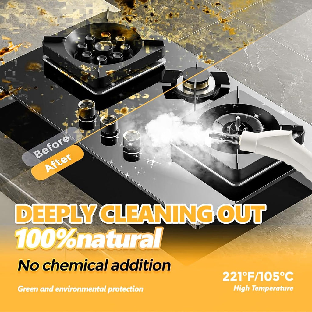 Skiennix Handheld Steam Cleaner - 1000ml Tank, Fast 15S Heat-Up, Versatile for Home & Car Cleaning