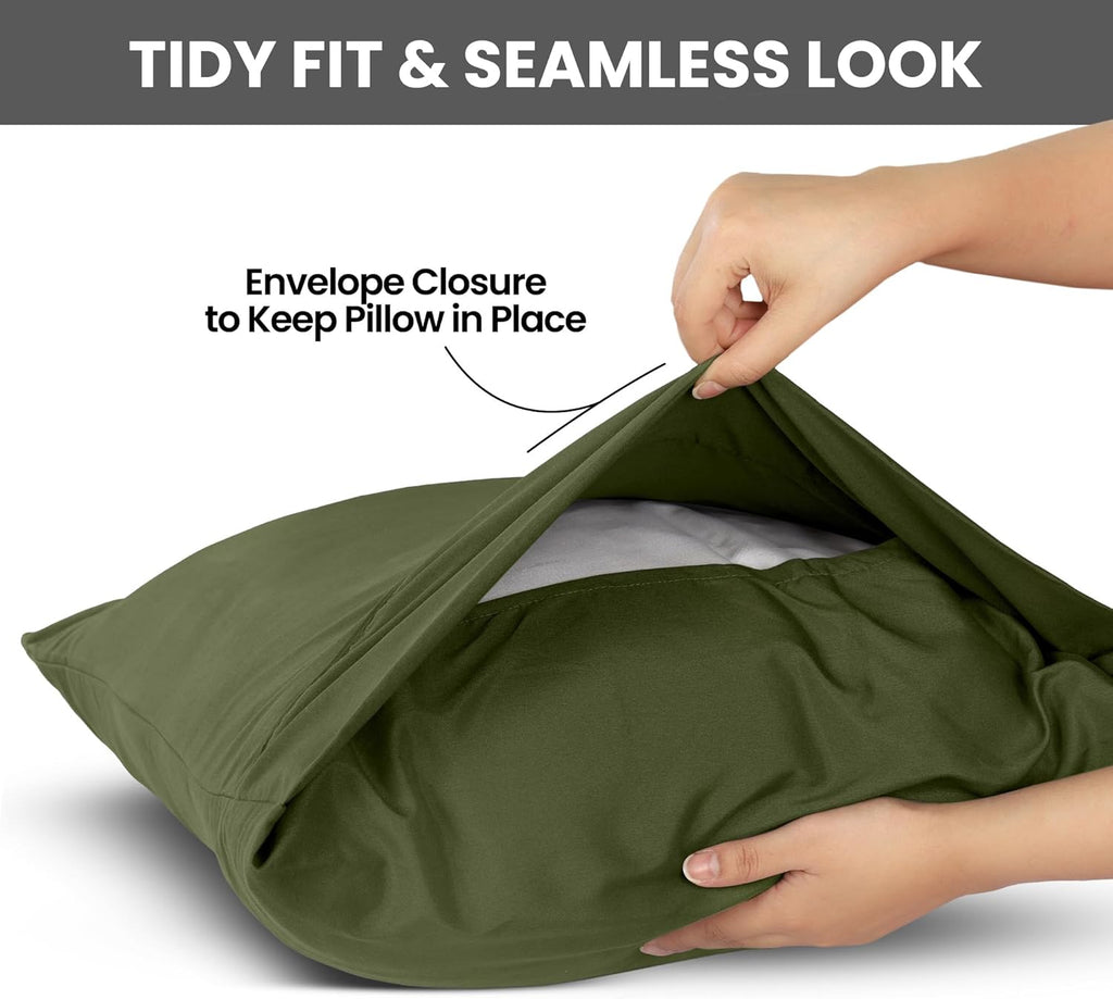 Utopia Bedding Queen Pillow Cases - Soft Brushed Microfiber - 2 Pack, Olive | 20 x 30 Inches