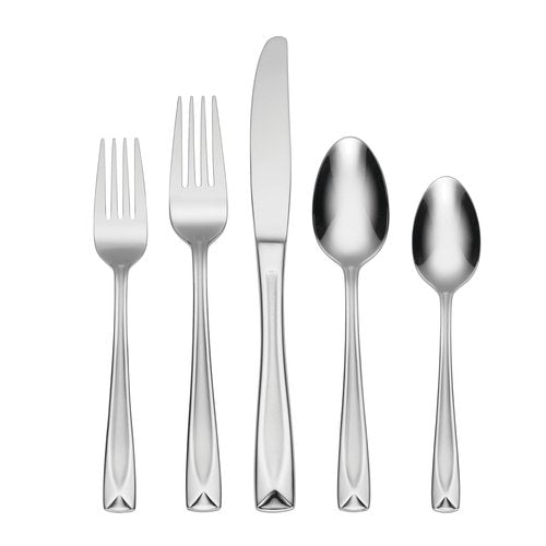 Oneida Silverware Set, Satin Lincoln 45-Piece Everyday Flatware Set, Service For 8, 18/0 Stainless Steel, Satin Finish, Knives Spoons And Forks Set, Dishwasher Safe, Home and Kitchen(Silver, 45 Piece)