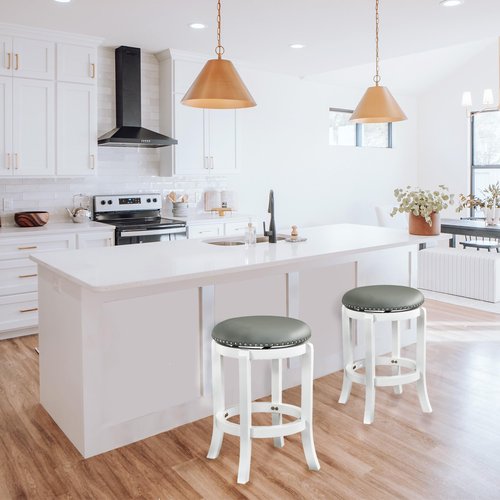 Boraam Cordova Counter Height Backless Swivel Kitchen Bar Stool - White Finish