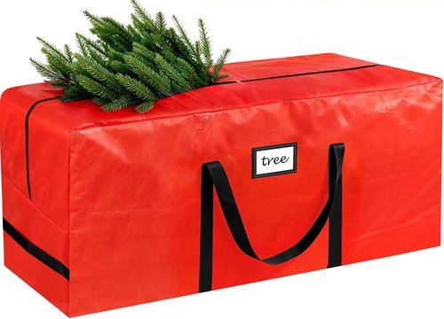 HABGP Christmas Tree Storage Bag - 7.5 ft Durable Waterproof Zippered Box with Carry Handles - Red