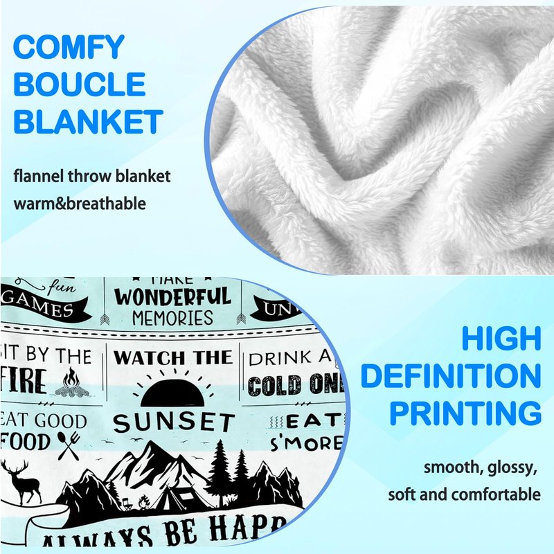 BUUGVIIL Camping Gifts for Women/Men, Camping Rules Blanket, Camp Stuff, Camp Essentials, Camper Decor for Outdoors, RV Owners Travel 60"x50"
