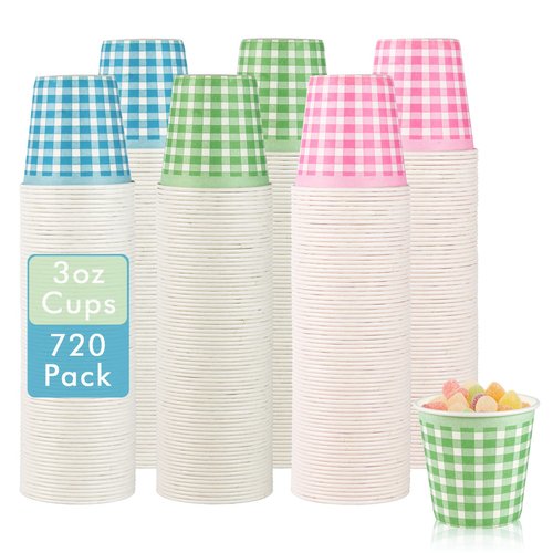 LITOPAK 720 Pack 3 oz Paper Cups, Colorful Disposable Bathroom Cups, Small Mouthwash Mugs for Home, Bathroom, Picnic, Party, and Events