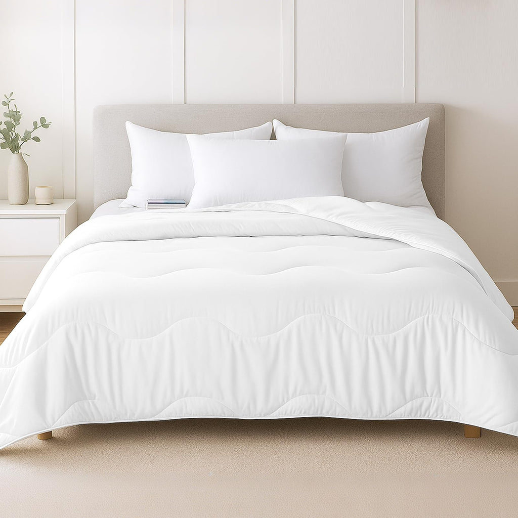 MEELUS Lightweight Comforter Cooling White, All Season Duvet Insert Breathable Twin Size Summer Bedding, Soft Microfiber Cool Down Alternative Quilt with Corner Tabs, 64x88 inch