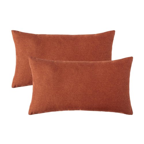 Woaboy Set of 2 Outdoor Waterproof Throw Pillow Covers Rust Decorative Farmhouse Pillowcase Solid Fall Cushion Cases for Patio Tent Balcony Couch Sofa Car 12x20 inch