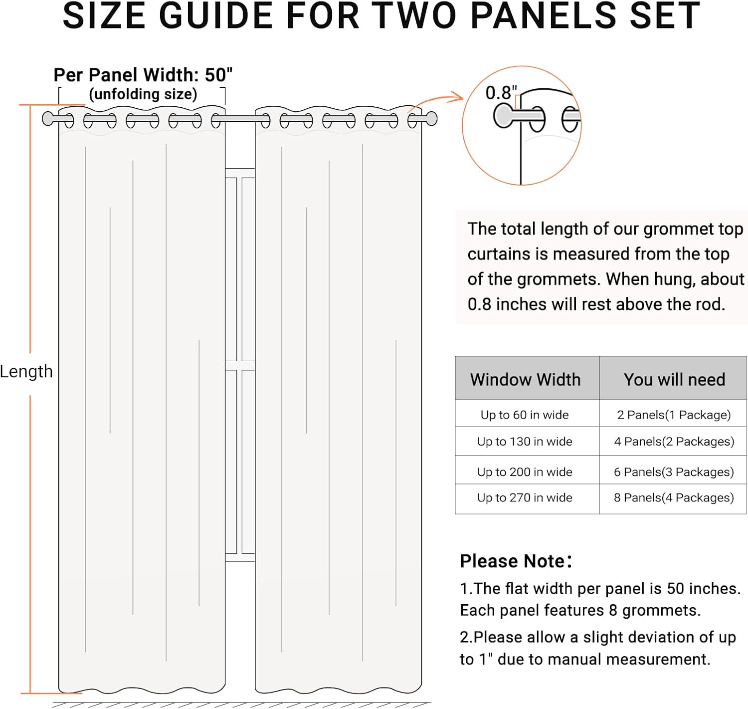 Skiennix 100% Blackout Linen Curtains - Thermal Insulated Drapes for Bedroom & Living Room | 50" W x 84" L, Oatmeal, 2 Panels