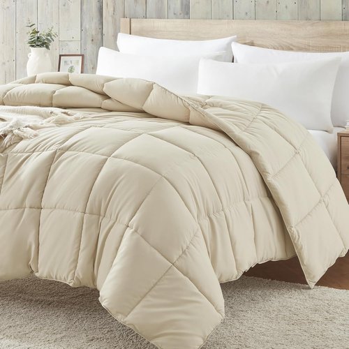 Homelike Moment King Size Comforter - Lightweight Beige Down Alternative Duvet Insert for All Seasons