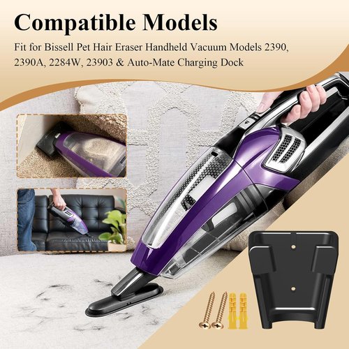 Bissell Wall Mount Vacuum Holder - Space-Saving Docking Station for Pet Hair Eraser Models 2390, 2390A, 2284W, 23903 & Auto-Mate