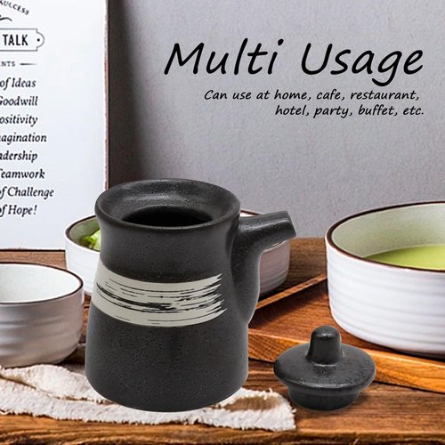 MDEOOSKY Ceramic Seasoning Bottle, Japanese Style Earthenware Ceramic Oil Dispenser, Olive Oil Dispenser, Sushi Sauce Container, for Kitchen Cooking, 6.76 fl oz (White Brush)