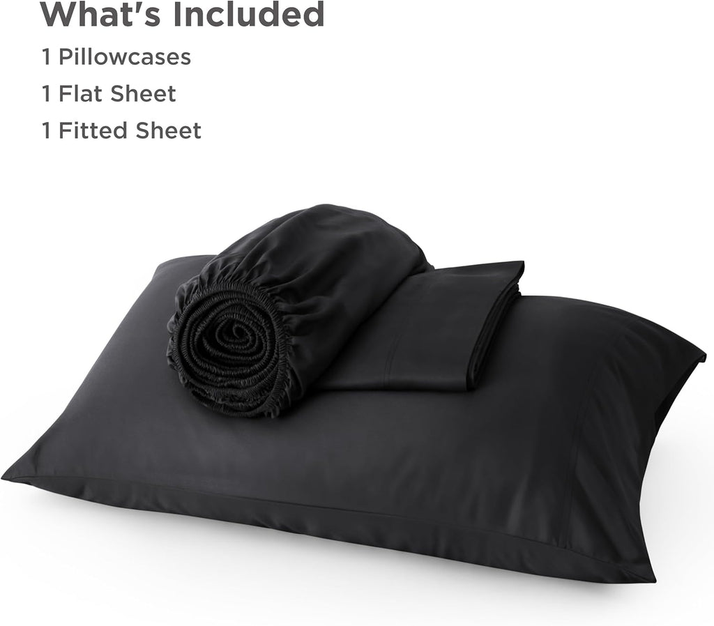 Bedsure Cooling Sheets - Twin XL Bamboo Rayon | Breathable, Soft & Luxurious Black Bedding Set