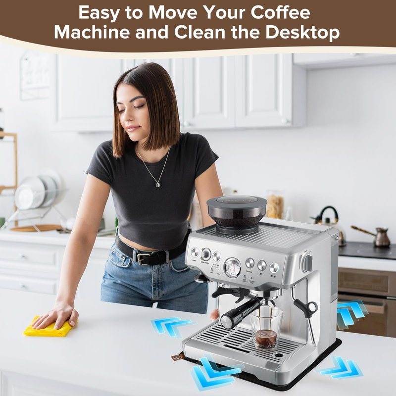 Sliding Mat for Breville Espresso Machine 870XL, Dual-Sided Design, Anti-Slip Glide Mat with Hanging Strap, Easy to Clean, Sturdy Pad for Breville Espresso Machine Accessories, Protects Countertop