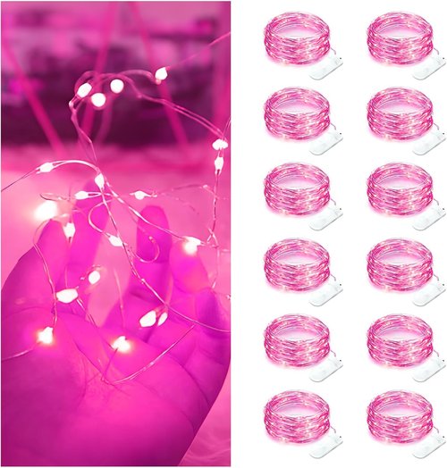 Bexdir Fairy Lights - 12 Pack Battery Operated 7FT Waterproof Silver Wire String Lights | Perfect for Home Decor, Parties, and Weddings