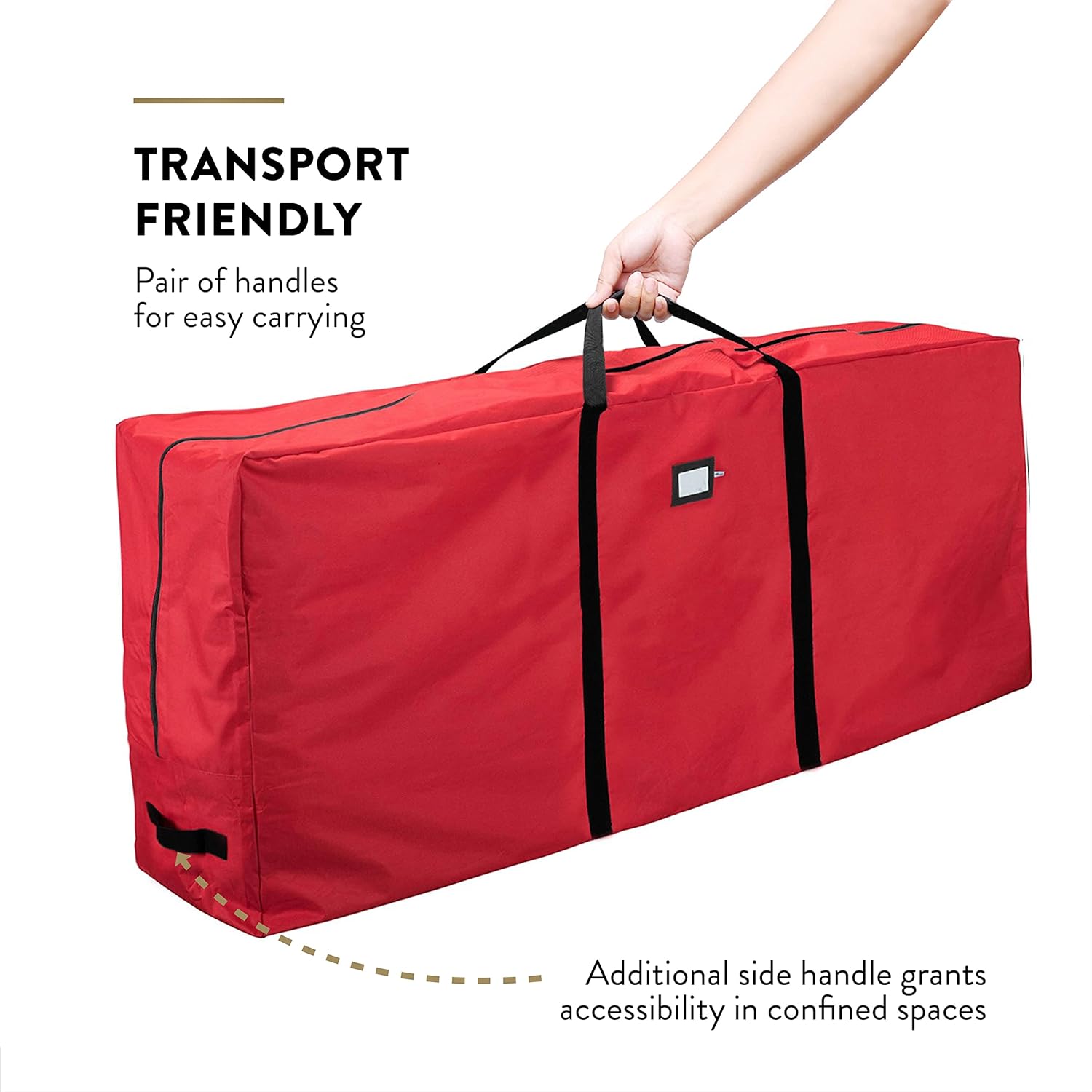 ZOBER Christmas Tree Storage Bag - 600D Oxford Fabric, Waterproof & Tear-Proof - Fits 9 Ft Trees - Red