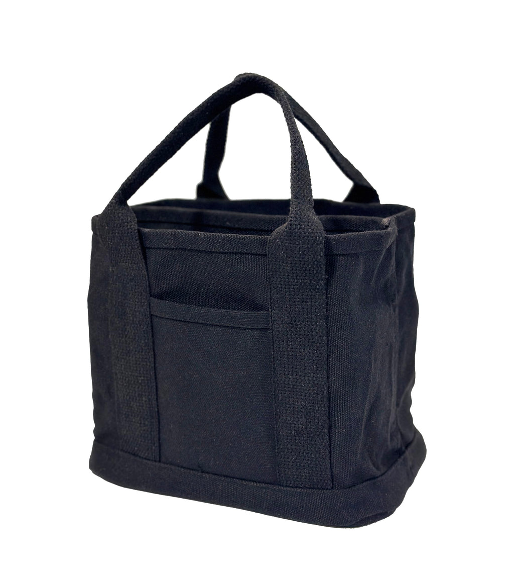 PACEKONER Canvas Tote Bag with Multi Pockets, Heavy Duty Tote, Foldable Shopping Bags, Reusable Grocery Bag for Work School Travel (Black)