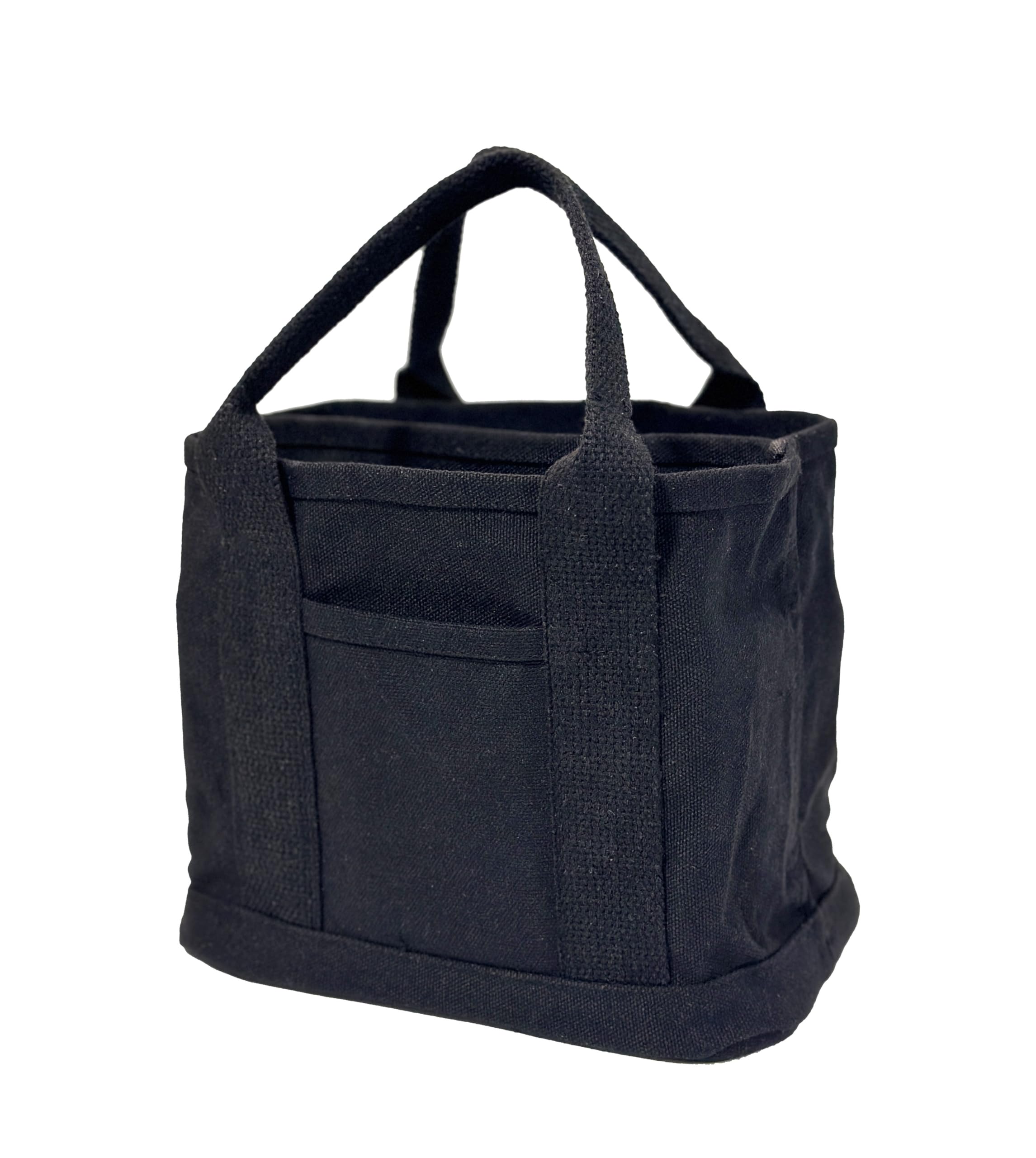 PACEKONER Canvas Tote Bag with Multi Pockets, Heavy Duty Tote, Foldable Shopping Bags, Reusable Grocery Bag for Work School Travel (Black)