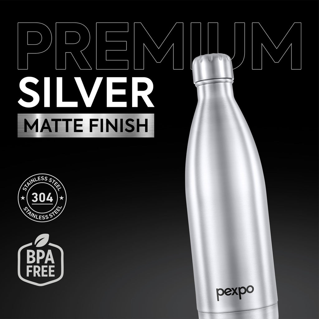 Pexpo Stainless Steel 24 Hrs Hot & Cold Water Bottle-Advance Tri-ply Vacuum Insulated Flask, Double Walled, Leakproof, (Pack of 1, Silver Color, Capacity 1800 ml, Electro Bottle with Jute Bag)