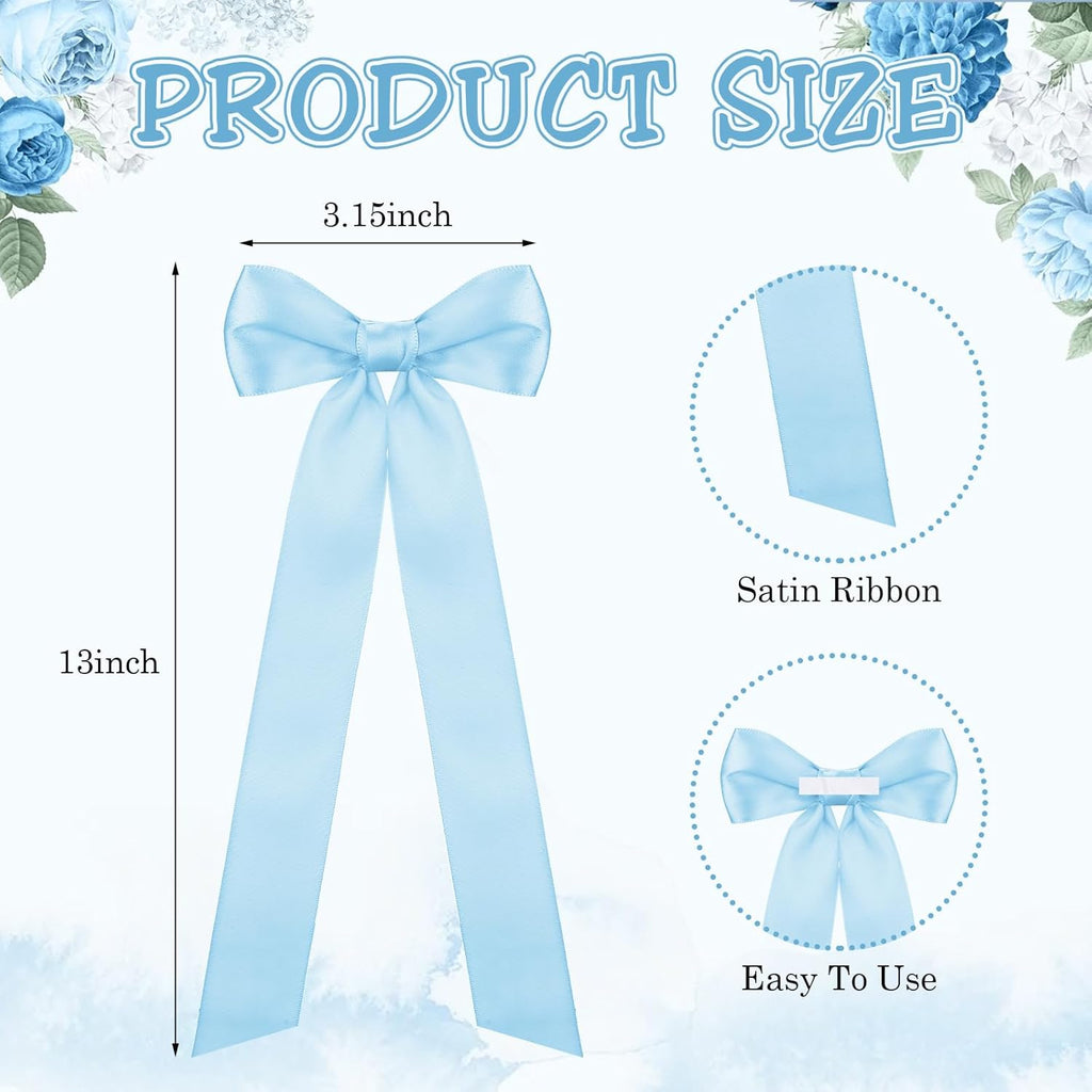Teenyyou 12 Pcs Light Blue Candlestick Bows - 13 Inch Large Coquette Table Decor for Weddings & Events