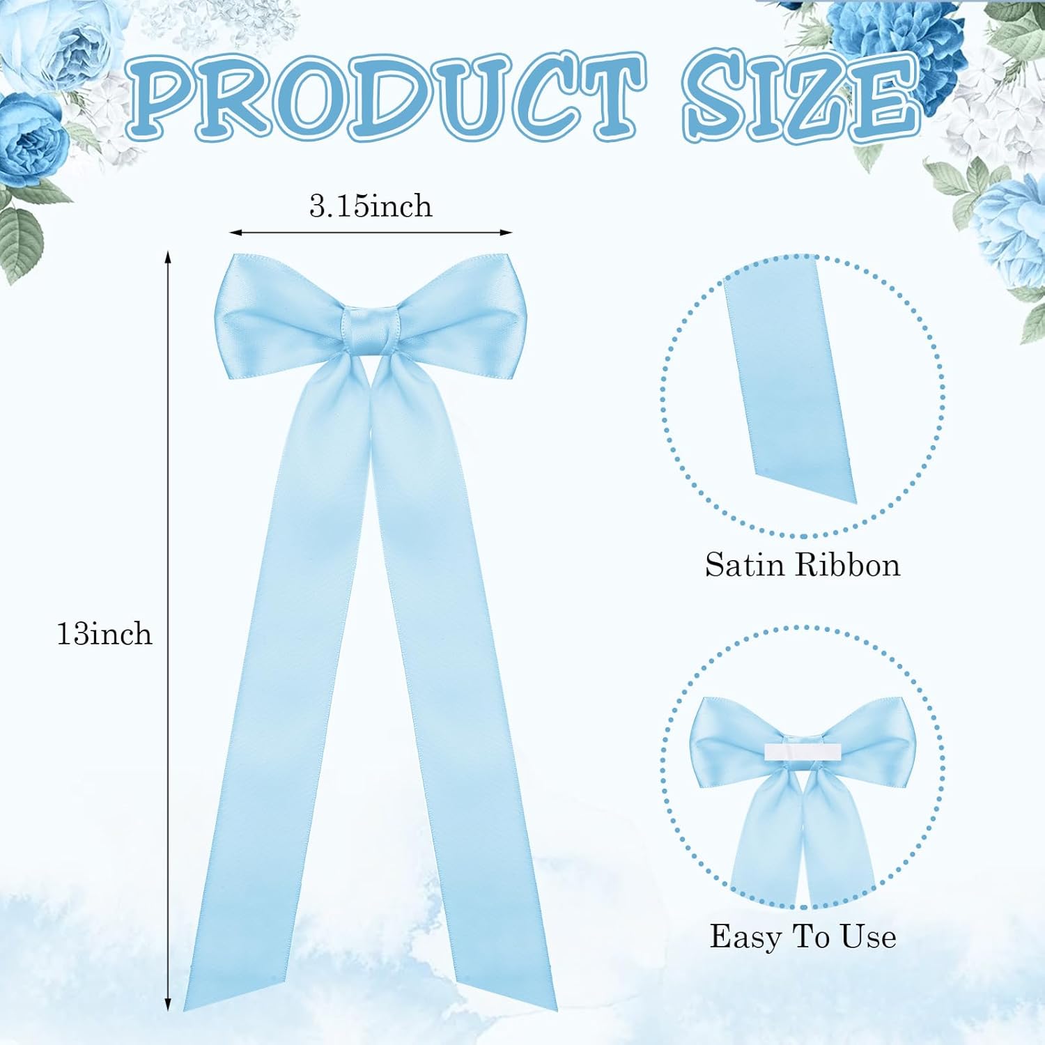 Teenyyou 12 Pcs Light Blue Candlestick Bows - 13 Inch Large Coquette Table Decor for Weddings & Events