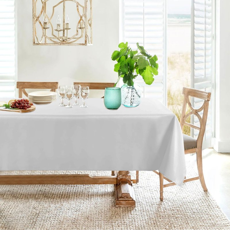 Obstal 210GSM Rectangle Table Cloth, Water Resistance Microfiber Tablecloth, Decorative Fabric Table Cover for Outdoor and Indoor Use (White,60x84 Inch)