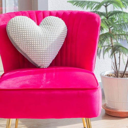 Sparkles Home Montaigne Heart Shaped Pillow, Faux Pearls & Rhinestones on Velvet, Pearl Grid, Sold Individually