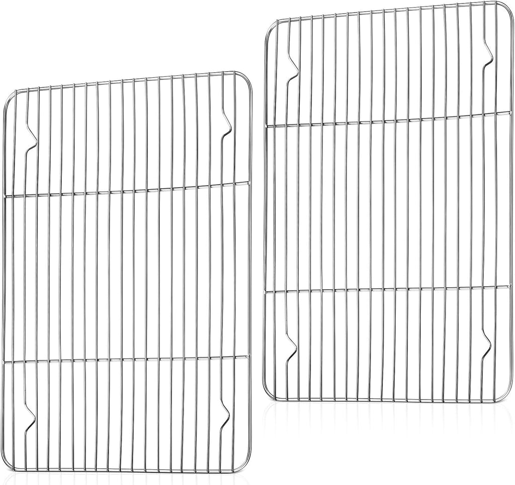 TeamFar Stainless Steel Cooling Rack - Heavy-Duty Baking Rack for Cooking & Grilling | 15.3” x 11.1” | Oven & Dishwasher Safe, 2PCS