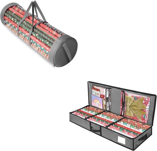 Baleine Soft Christmas Wrapping Paper Storage Bag - Organizer for Easy Holiday Storage