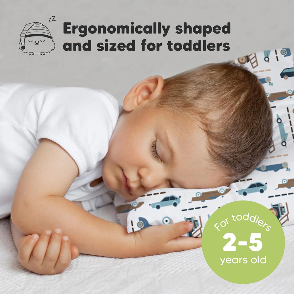 My Little Dreamy Toddler Pillow - Organic Cotton Travel Bed Pillow with Soft Pillowcase | 13x18, Machine Washable, Ideal for Ages 2-5