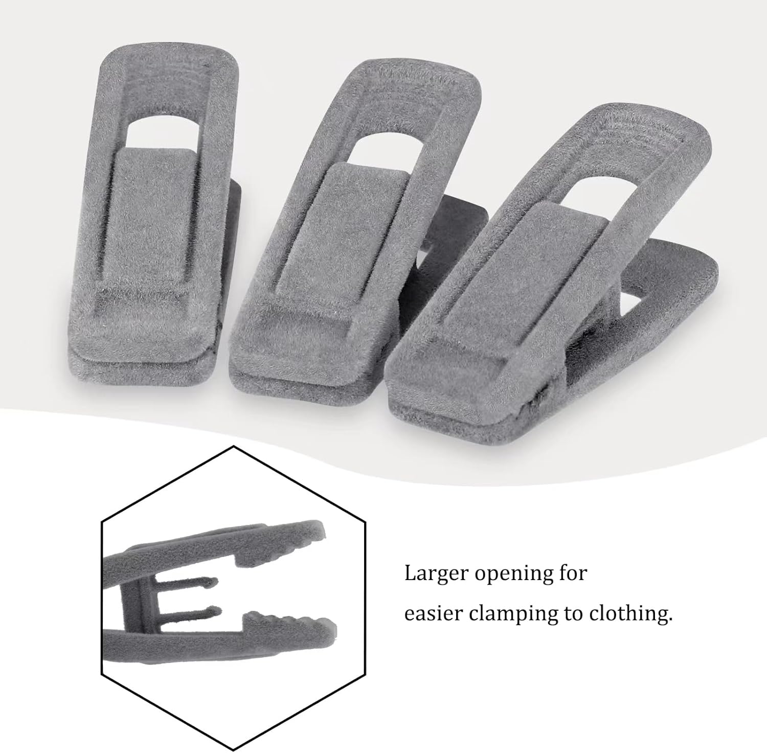Tinfol Gray Velvet Hanger Clips - Non-Slip Flocked Clips for Pants & Skirts | 24 Pack with Strong Grip