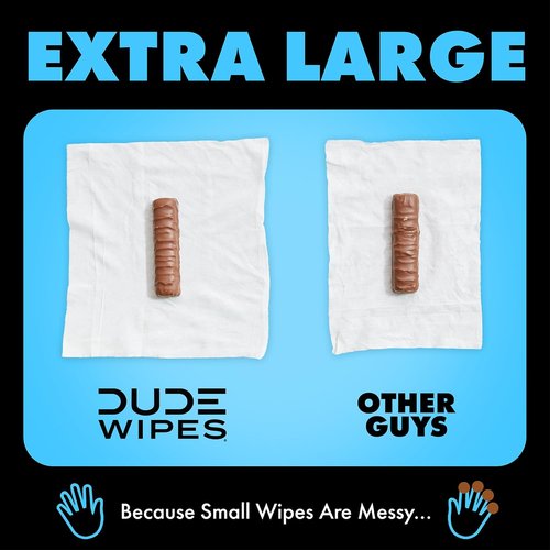 DUDE Wipes | Unscented Extra-Large Flushable Wipes for Sensitive Skin - 6 Pack (288 Count) - Infused with Vitamin E & Aloe