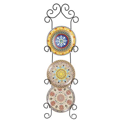 Kokone Plate Hangers for Wall, Metal Plate Rack for Wall,3-Tier Wall Plate Hangers for Plate Up To 8 Inch,Detachable Plate Wall Hangers for Plates Platters Plaques Dishes Artwork Display, Black