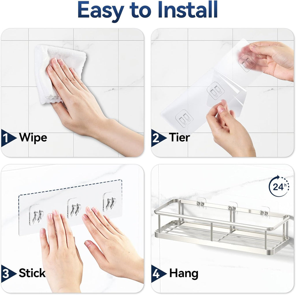 YASONIC Shower Caddy - Large Capacity Organizer with Soap Holder & 16 Hooks | 8 Pack