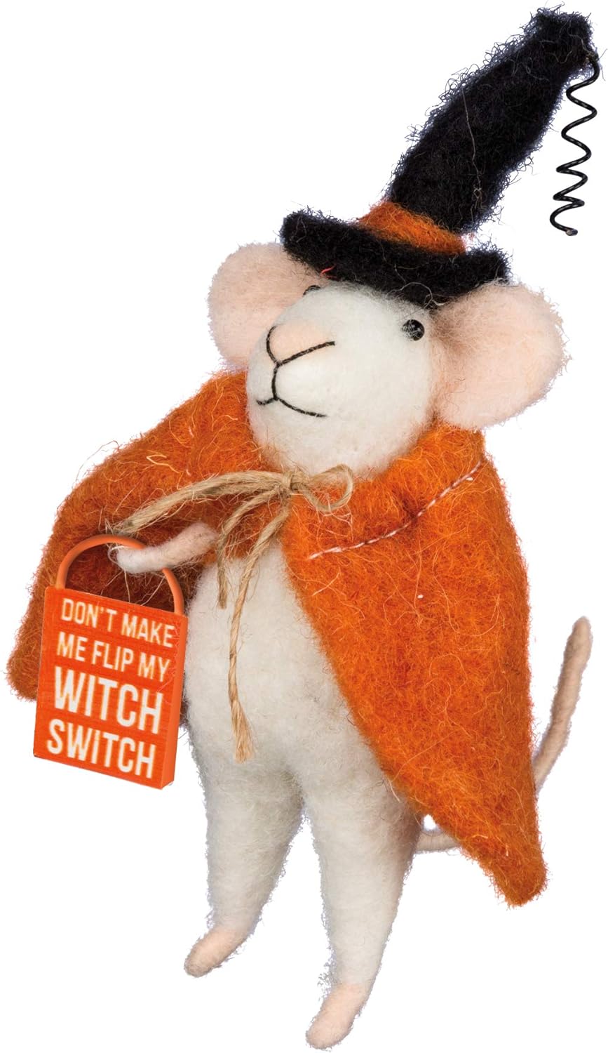 Primitives by Kathy Halloween Collectible Critter - Adorable Witch Switch Mouse Figurine