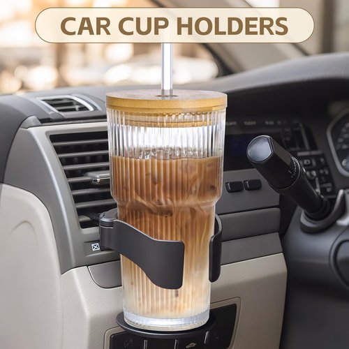 AFINSEA 20oz Ribbed Glass Coffee Cups with Lids and Straw,1PCS Glass Cups with Lid Vintage Iced Coffee Cups Glassware for Whiskey Cocktail Beer