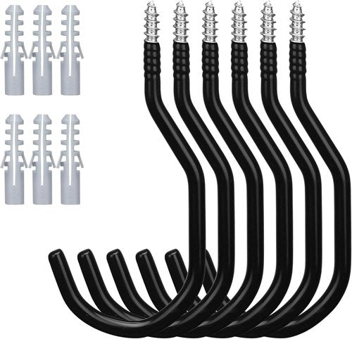 HORUSDY Heavy Duty Garage Storage Hooks - 6-Pack Utility Wall Hooks for Tools, Ladders & Bikes