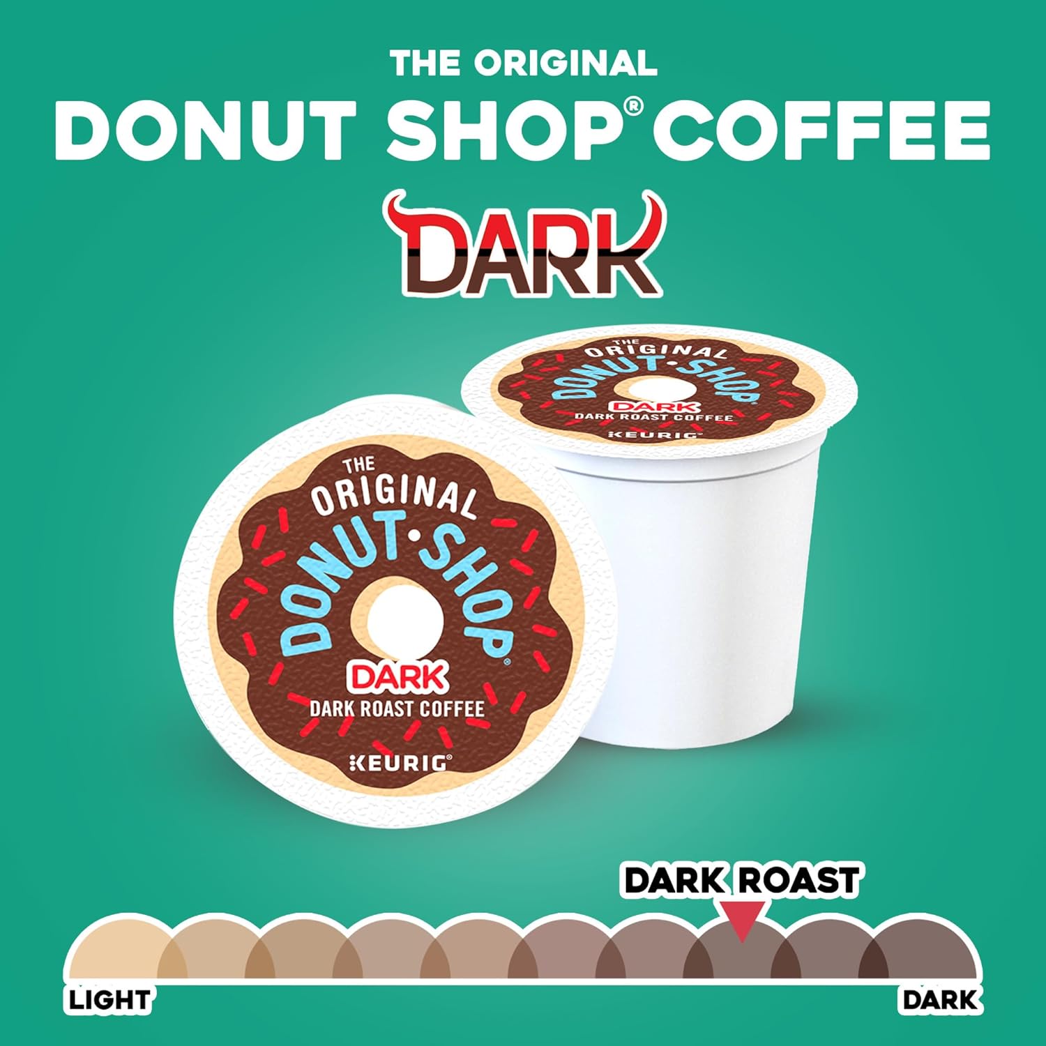 Original Donut Shop Dark Coffee - Dark Roast Keurig K-Cup Pods | 96 Count for Bold Flavor