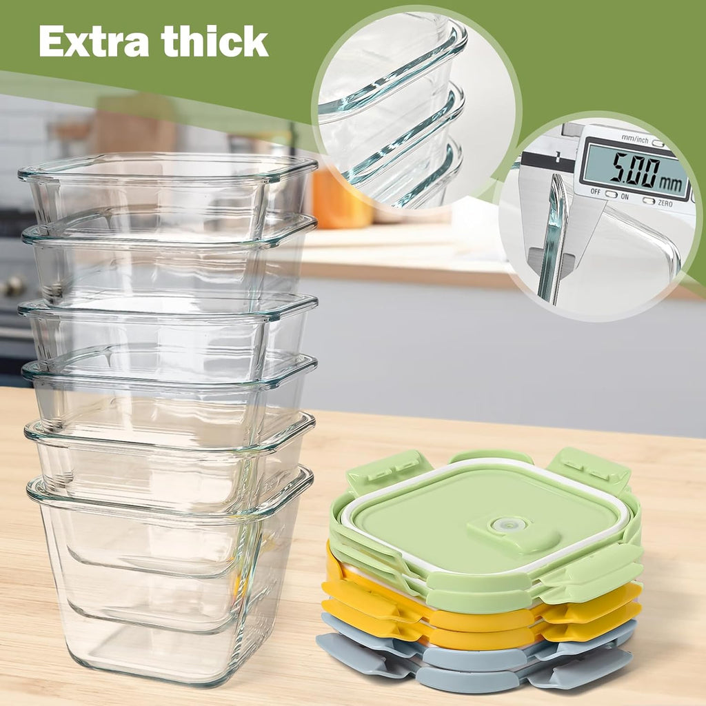 Regine Switzerland Glass Soup Containers - 32oz Borosilicate Storage with Airtight Lids | 6 Pack for Meal Prep