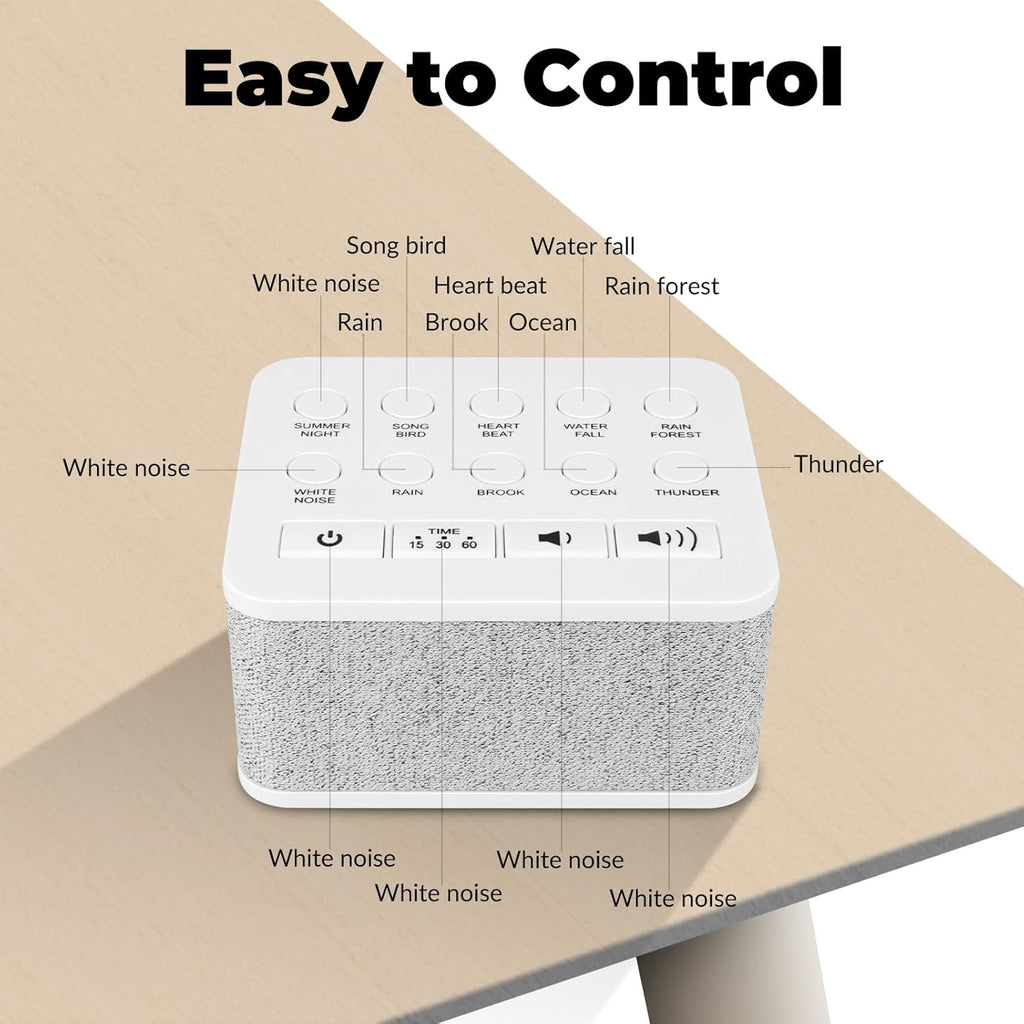 Skiennix White Noise Sound Machine - Portable Sleep Aid with 10 Soothing Sounds | Rechargeable & Timer Function