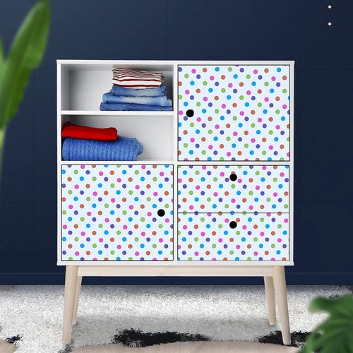 17.7" x 117" Colorful Dot Contact Paper Self Adhesive Shelf Liner Sticker Peel and Stick Polka Dot Wallpaper Self Adhesive Vinyl Contact Paper for Wall Bed Room Furniture Kitchen Cabinet Countertop