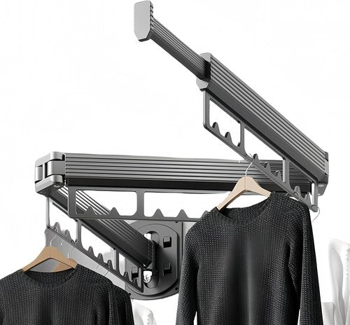 Puixieom Mounted Wall Drying Rack, Laundry Hanger Dryer Rack, Laundry Hanger Rack, Wall Mounted Clothes Rack, Laundry Room Hanging Rack(Foldable/High-Bearing/Never Fall Off/Third Generation/Grey)