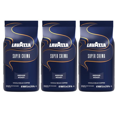 Lavazza Espresso Whole Bean Super Crema - Value Pack of 3 (2.2 lb Each) | Premium Italian Coffee