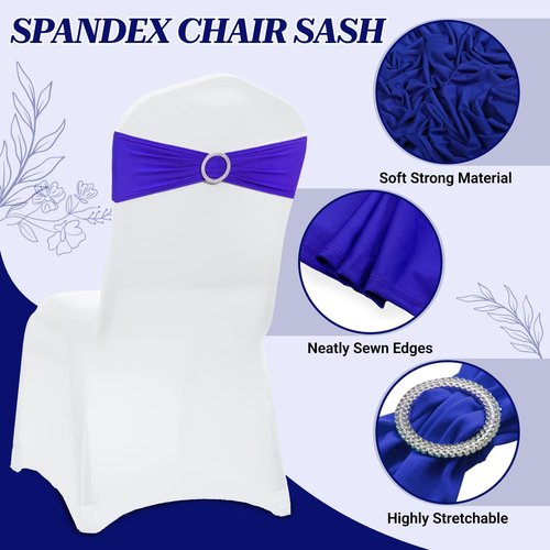 MDS Premium Spandex Chair Sashes | Pack of 10 Stretch Covers with Buckle Slider - Royal Blue