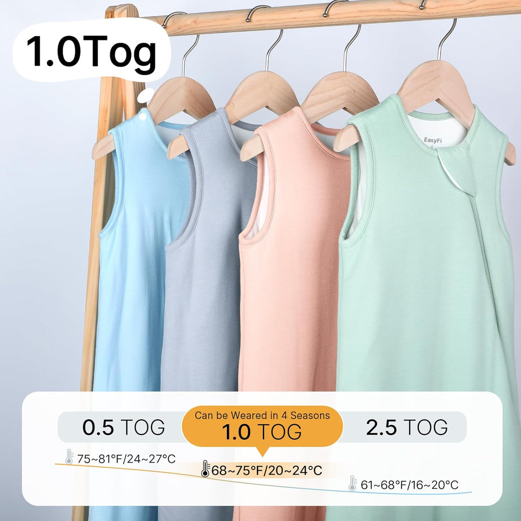 Supersoft Rayon Bamboo Sleep Sack | 1.0 Tog Unisex Baby Wearable Blanket - Gray, 0-6 Months