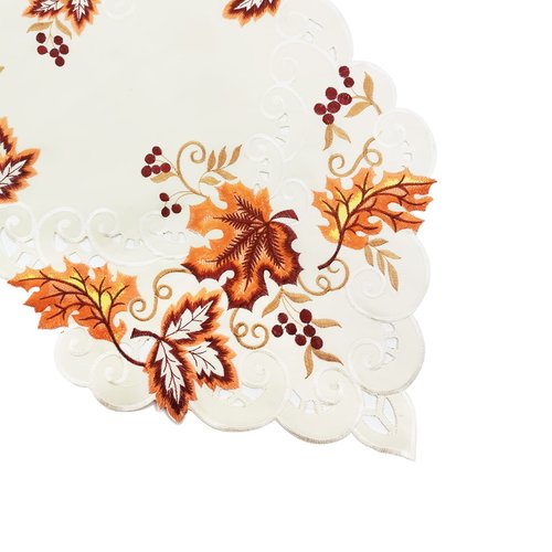 Fall Table Runner with Maple Leaf Long Festival Table Runner Table Decorations for Parties Gatherings Restaurant Home Decor (Traditional, 15x67inch - Embroidery)