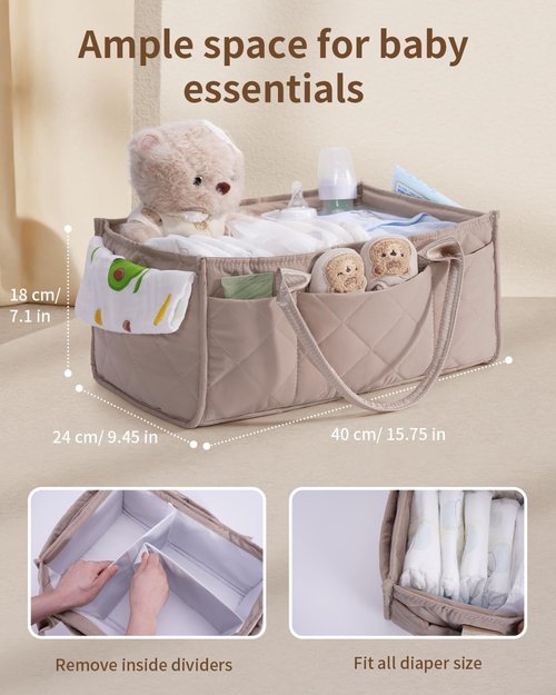 CEI-CEI Baby Diaper Caddy Organizer - Large Portable Nursery Storage Basket with Handle for Newborn Essentials